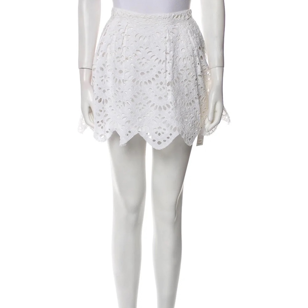 Alice + Olivia White Eyelet Mini Skirt